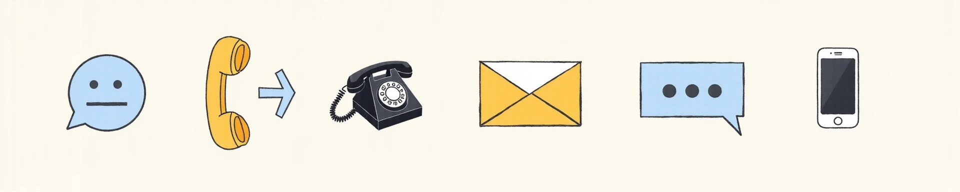 Stylized image of a phone and envelope representing contact