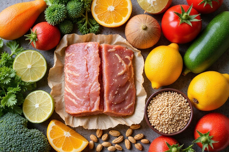 Variety of healthy and appealing food